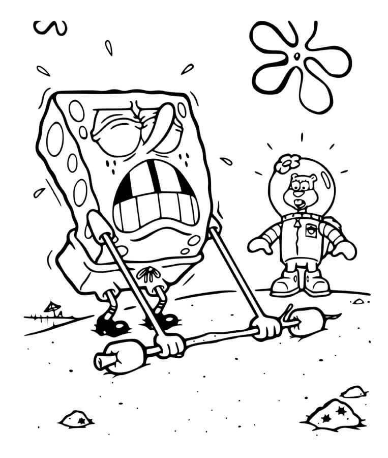 Sandy Cheeks Riding SpongeBob coloring page - Download, Print or Color  Online for Free