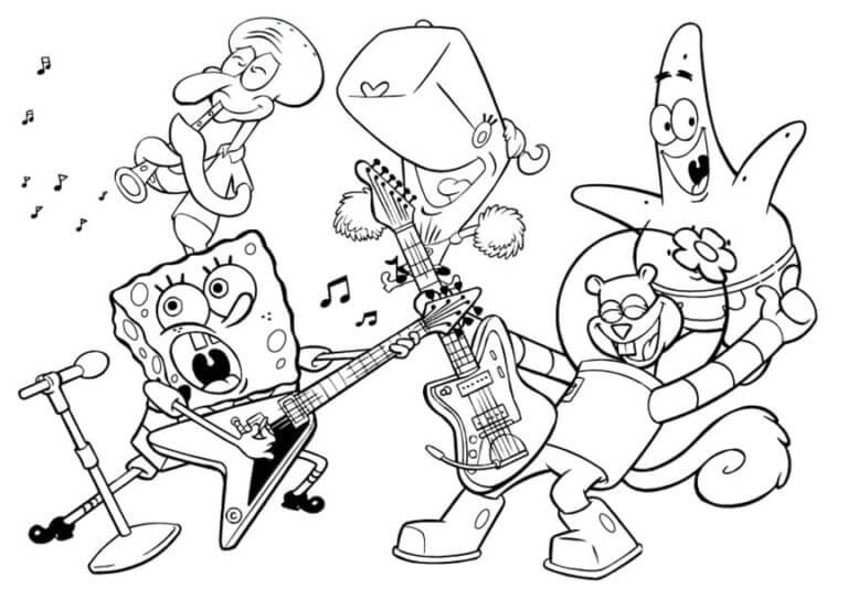 Sandy Cheeks And Her Band coloring page