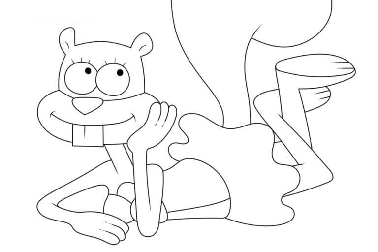 Sandy Cheeks Lying Down coloring page