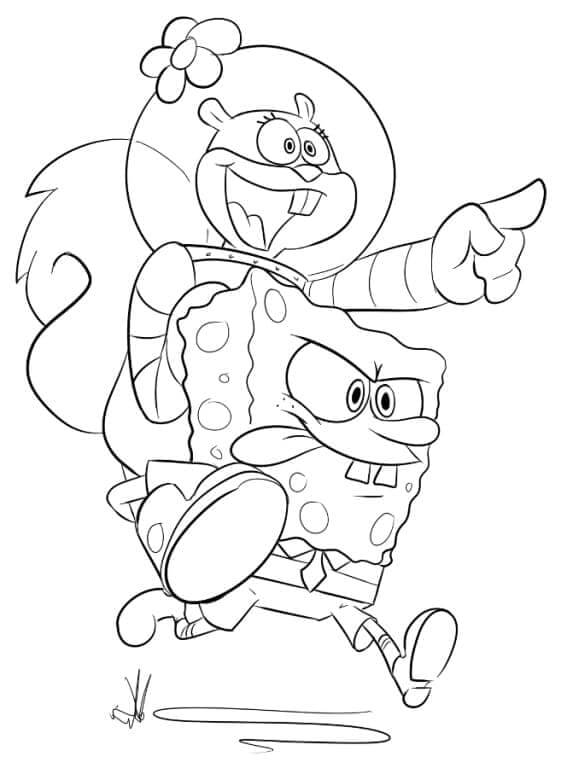 Sandy Cheeks Riding SpongeBob coloring page - Download, Print or Color  Online for Free