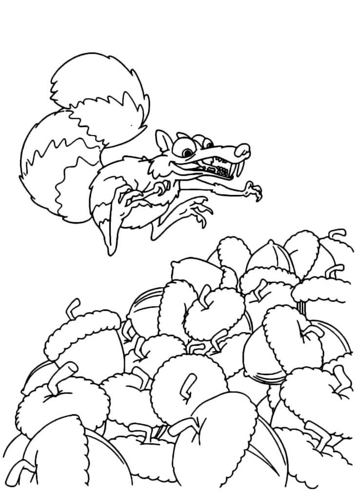 Scrat Found Many Acorns coloring page