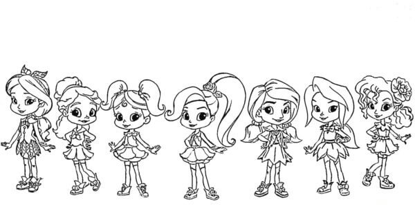 Seven Characters From Rainbow Rangers coloring page