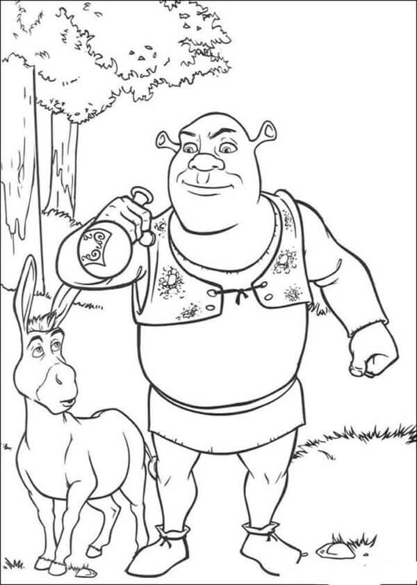 Shrek With Donkey coloring page