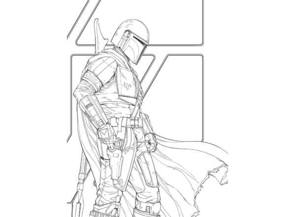 Simple Mandalorian coloring page - Download, Print or Color Online for Free