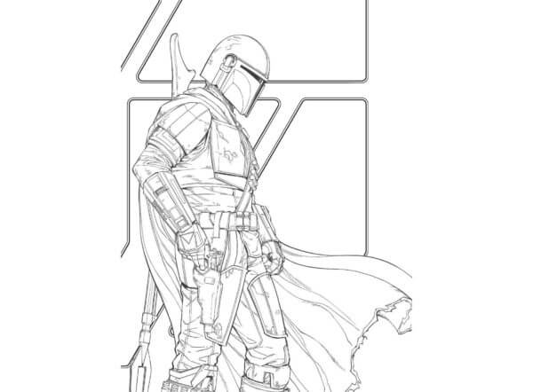 Simple Mandalorian coloring page