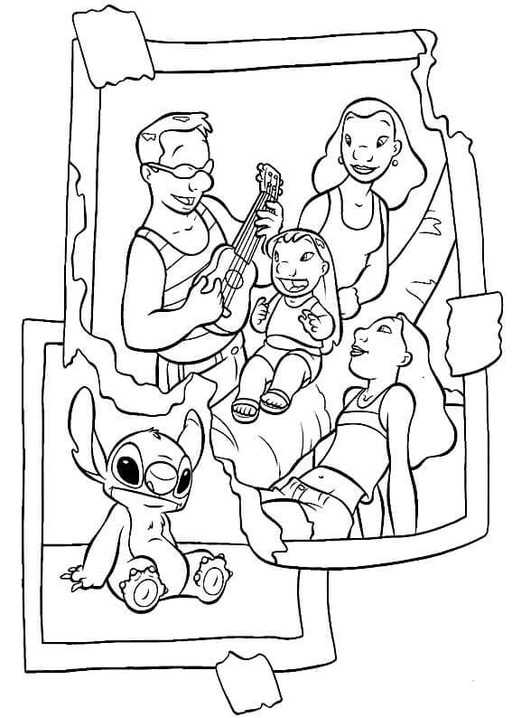 Stitch With Family coloring page