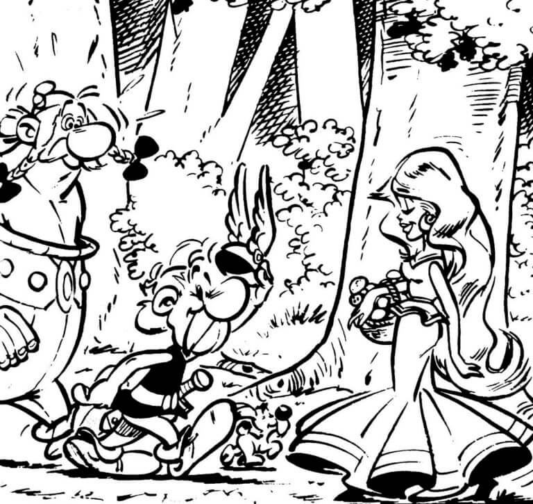 The Gauls Met a Beautiful Girl in The Forest coloring page