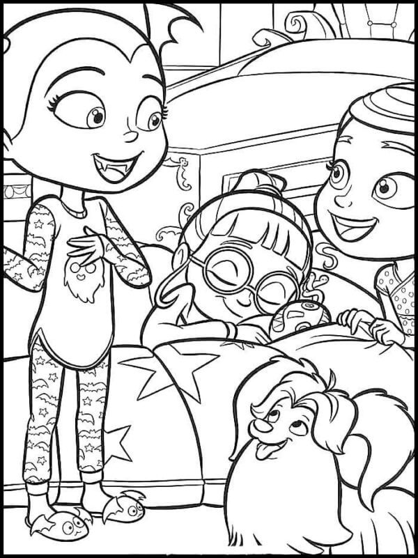 The Girls Go To Bed Together coloring page