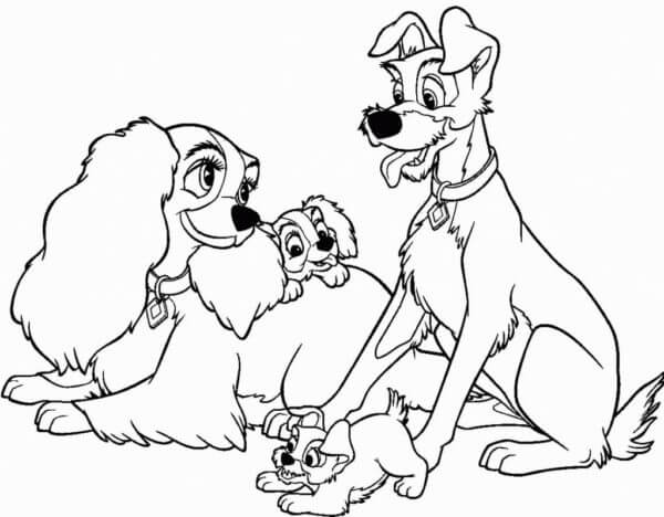 The Lady And The Tramp family coloring page - Download, Print or Color ...