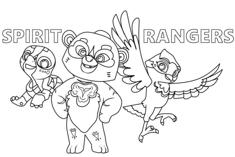 Three Characters in Spirit Rangers coloring page