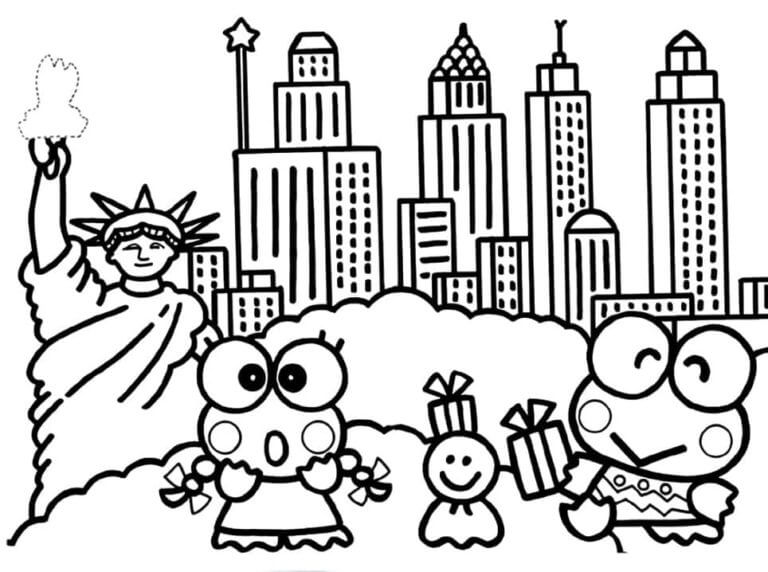 Traveling Frog In The United States coloring page