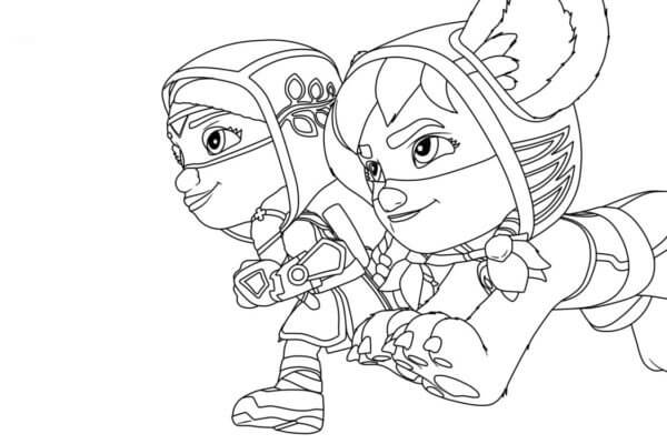 Two Characters Running From Action Pck coloring page