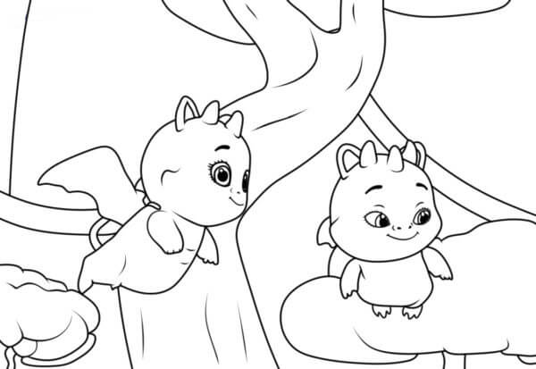 Two Cuties Dragon of Enchantimals coloring page