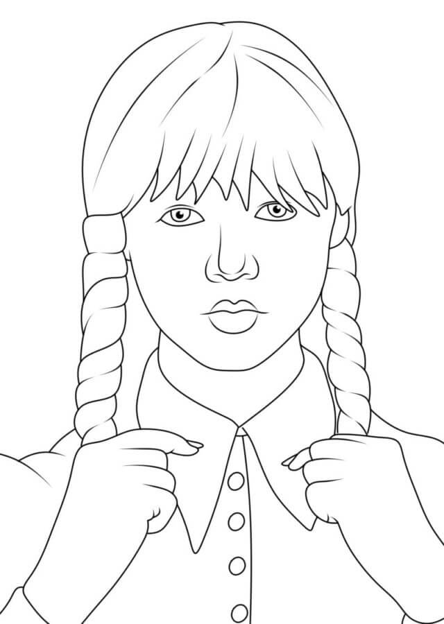 Girl with pigtails  Printable Adult Coloring Page