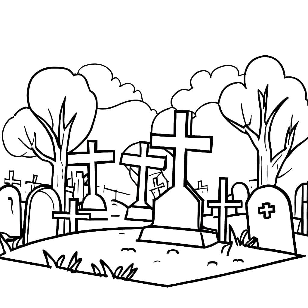 A Cemetery coloring page - Download, Print or Color Online for Free