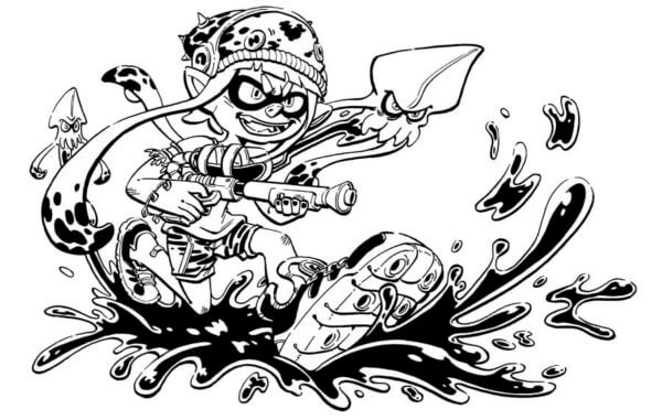 A Colorful World In Splatoon coloring page