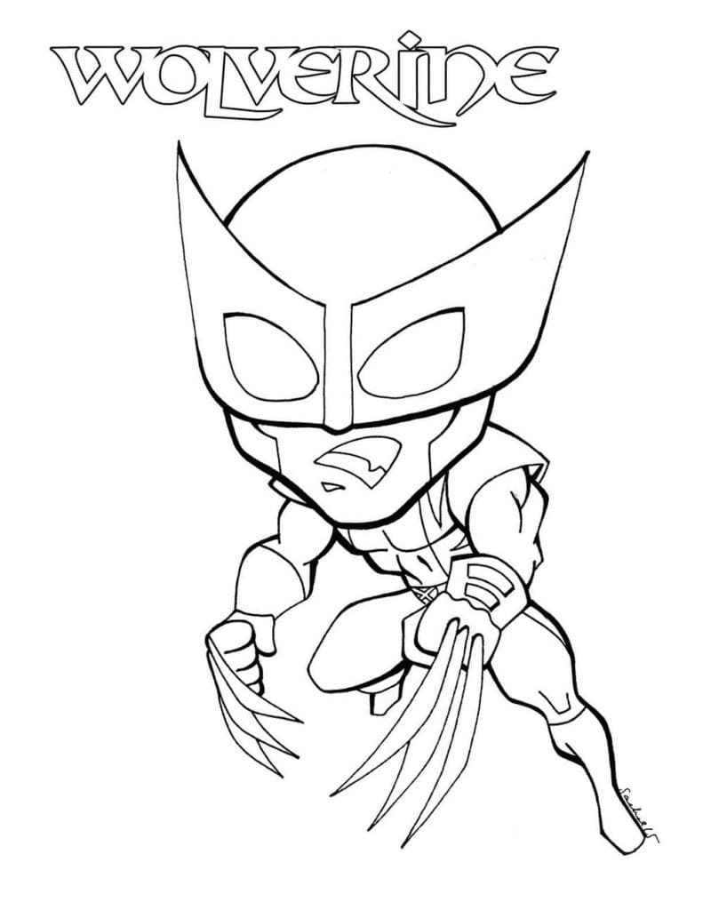 Adorable Wolverine coloring page