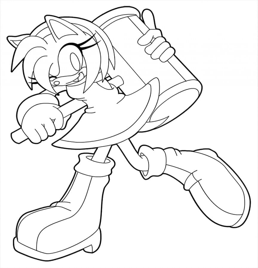 Amy Rose and Hammer coloring page