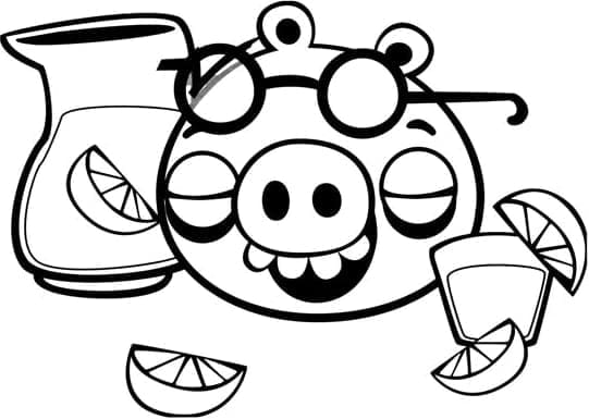 Angry Birds Pig and Lemonade coloring page