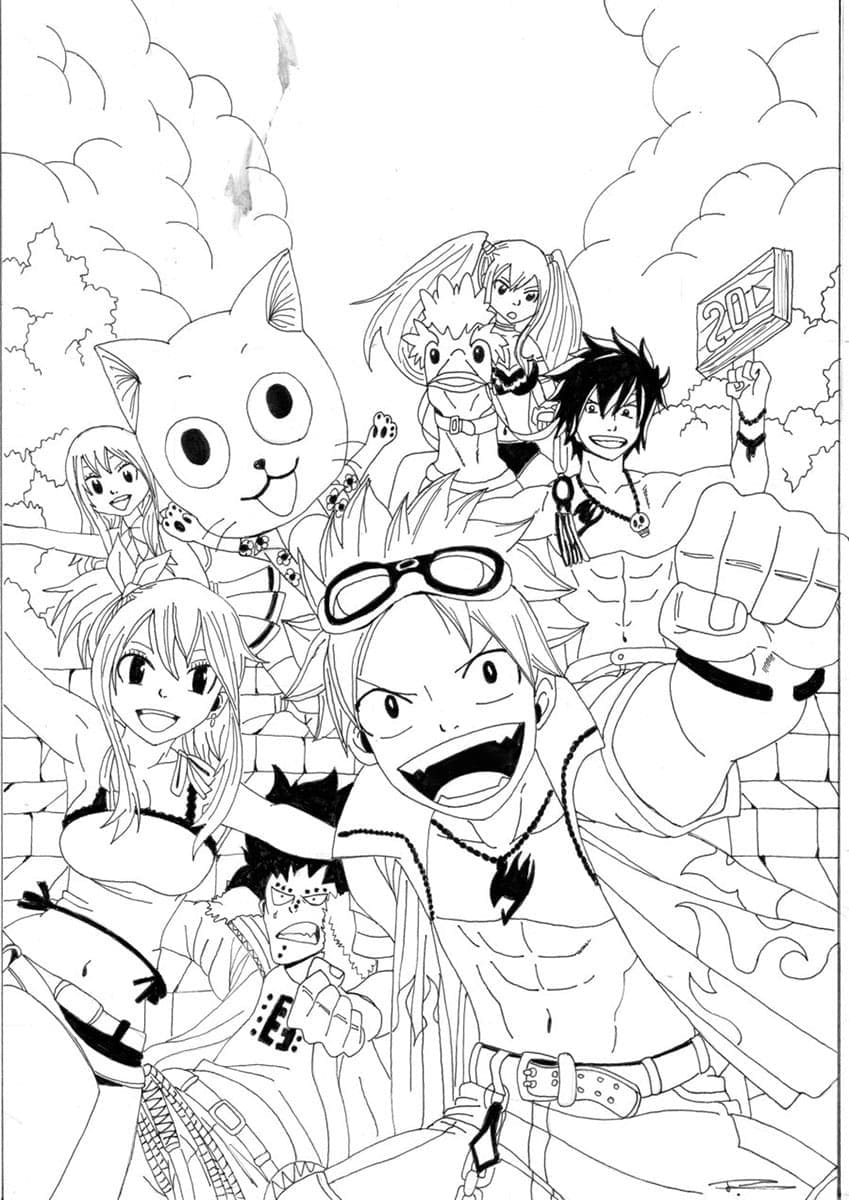 Anime Fairy Tail Characters coloring page - Download, Print or Color ...