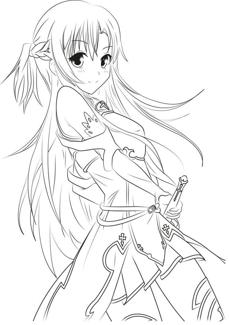 Asuna in Sword Art Online coloring page