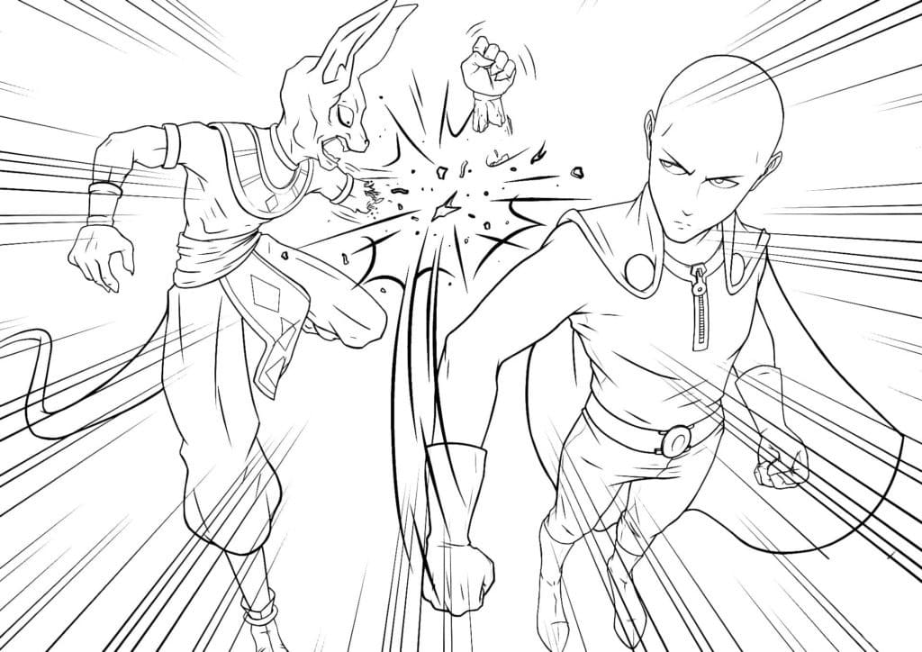 Beerus vs Saitama coloring page - Download, Print or Color Online for Free