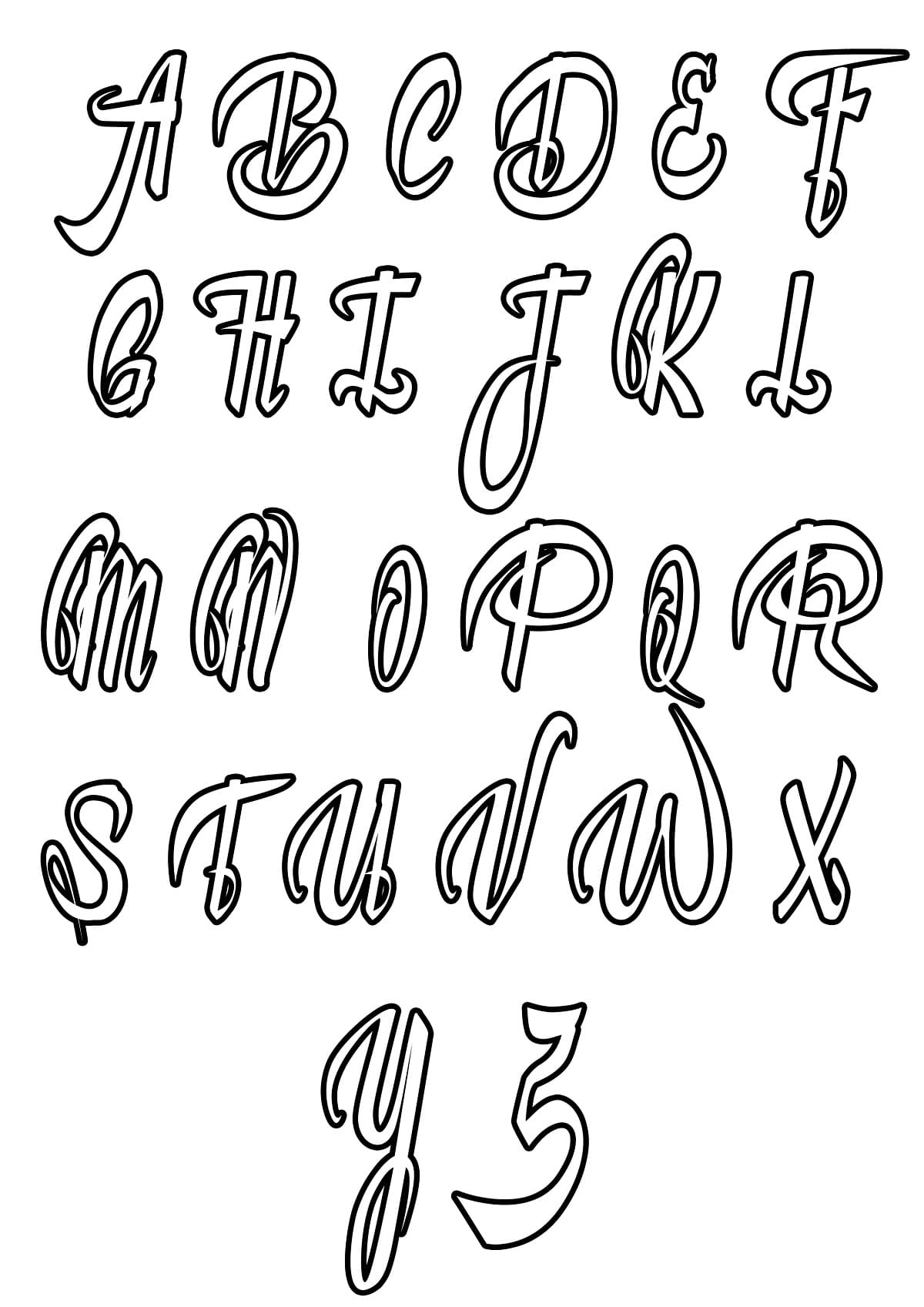 Calligraphy Alphabet coloring pages - ColoringLib