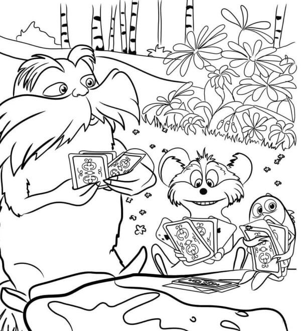 Card Games In The Forest coloring page