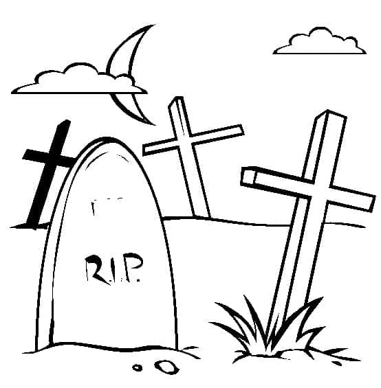 Cemetery in Night coloring page