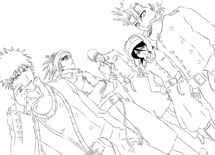 Characters from Bleach coloring page