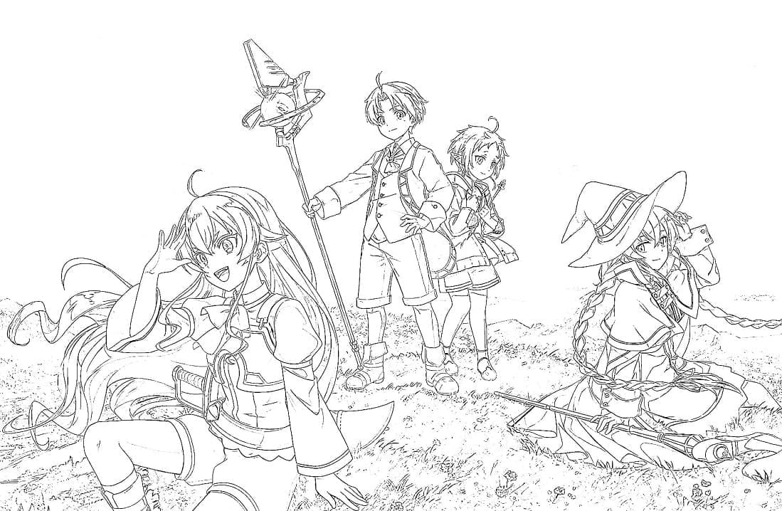 Characters from Mushoku Tensei coloring page