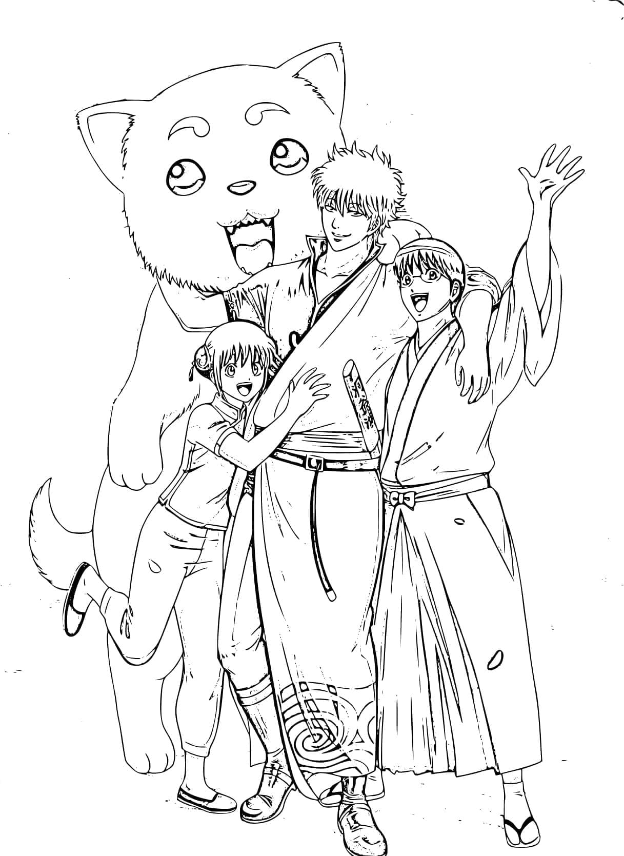 Characters in Anime Gintama coloring page - Download, Print or Color Online  for Free