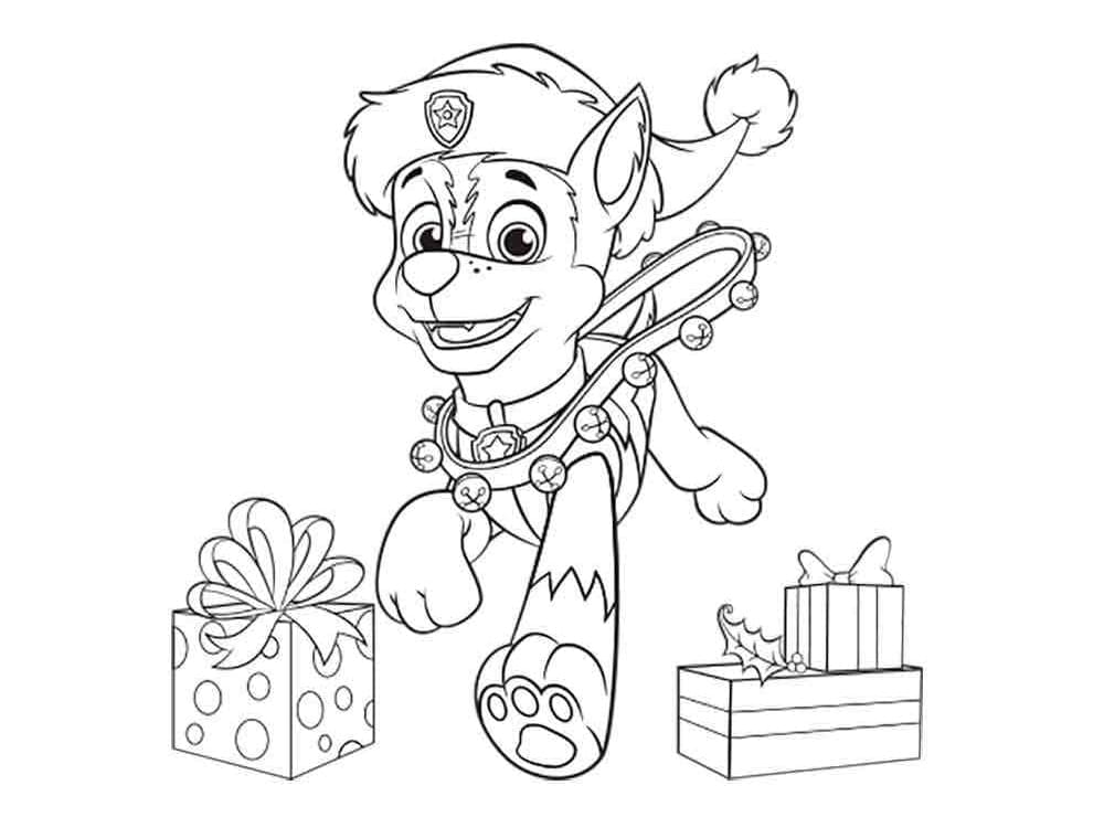 Chase on Christmas coloring page - Download, Print or Color Online for Free