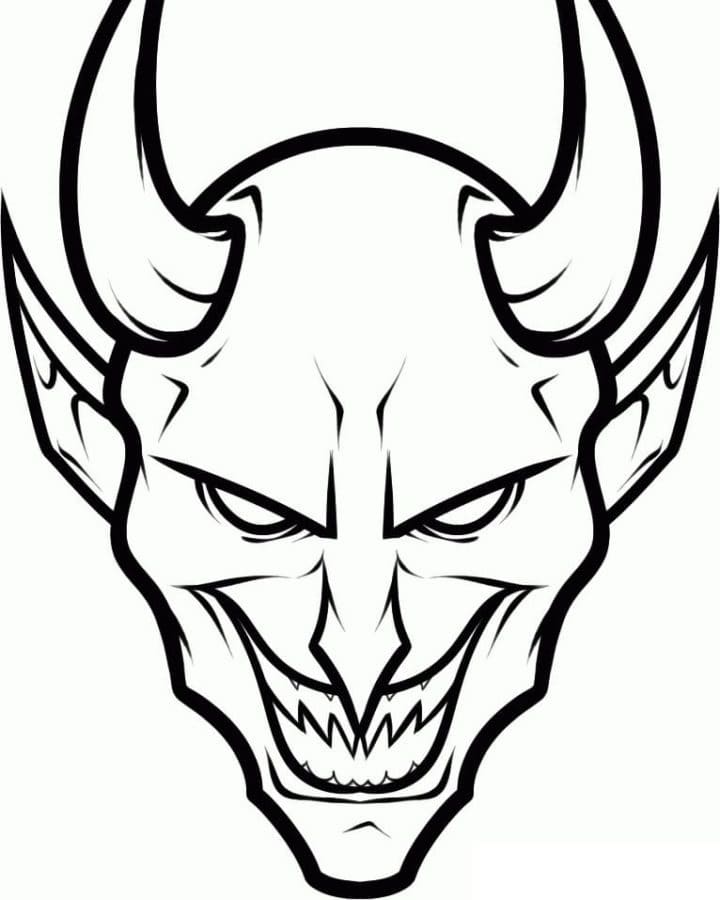 Creepy Devil Face coloring page