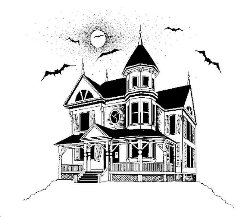 Creepy Haunted House coloring page