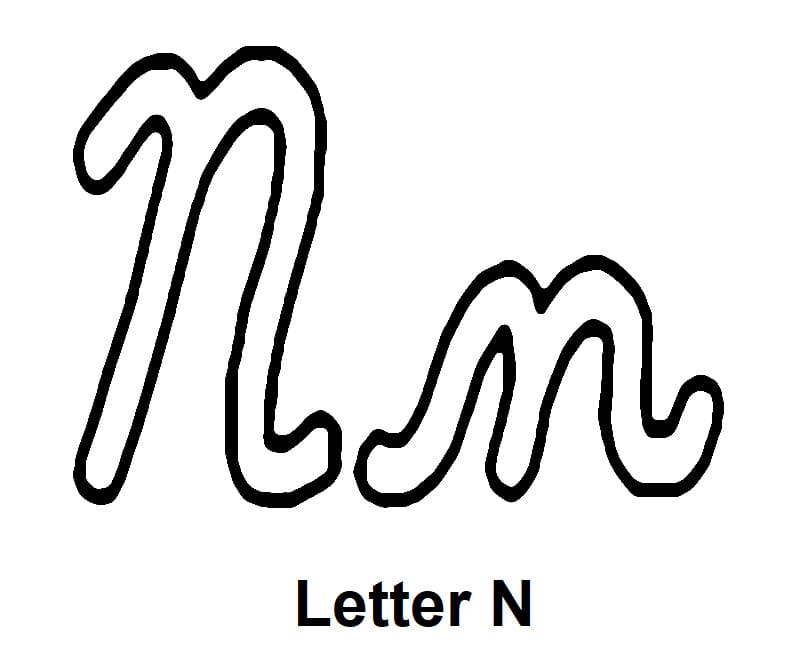 Cursive Alphabet Letter N coloring page - Download, Print or Color ...