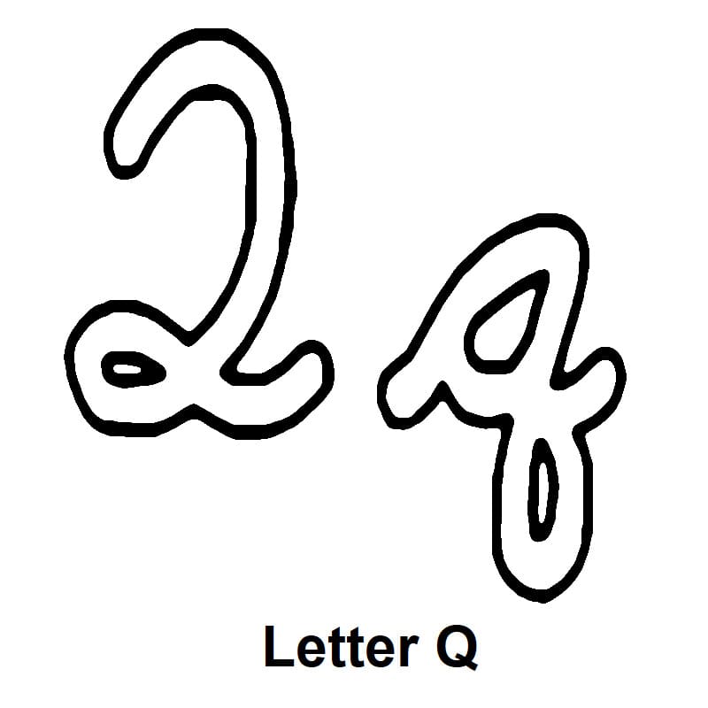 Cursive Alphabet Letter Q coloring page - Download, Print or Color ...