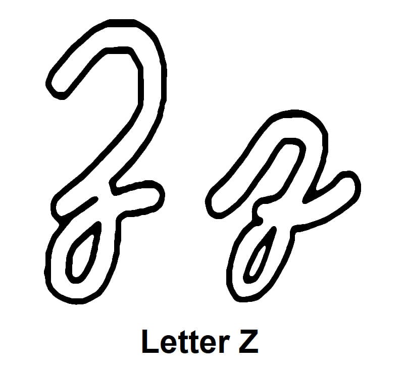 Cursive Alphabet Letter Z coloring page