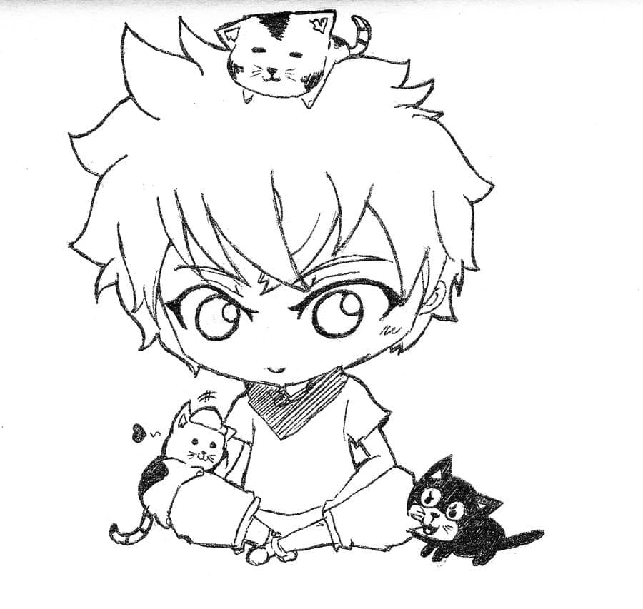 Cute Chibi Killua Zoldyck coloring page