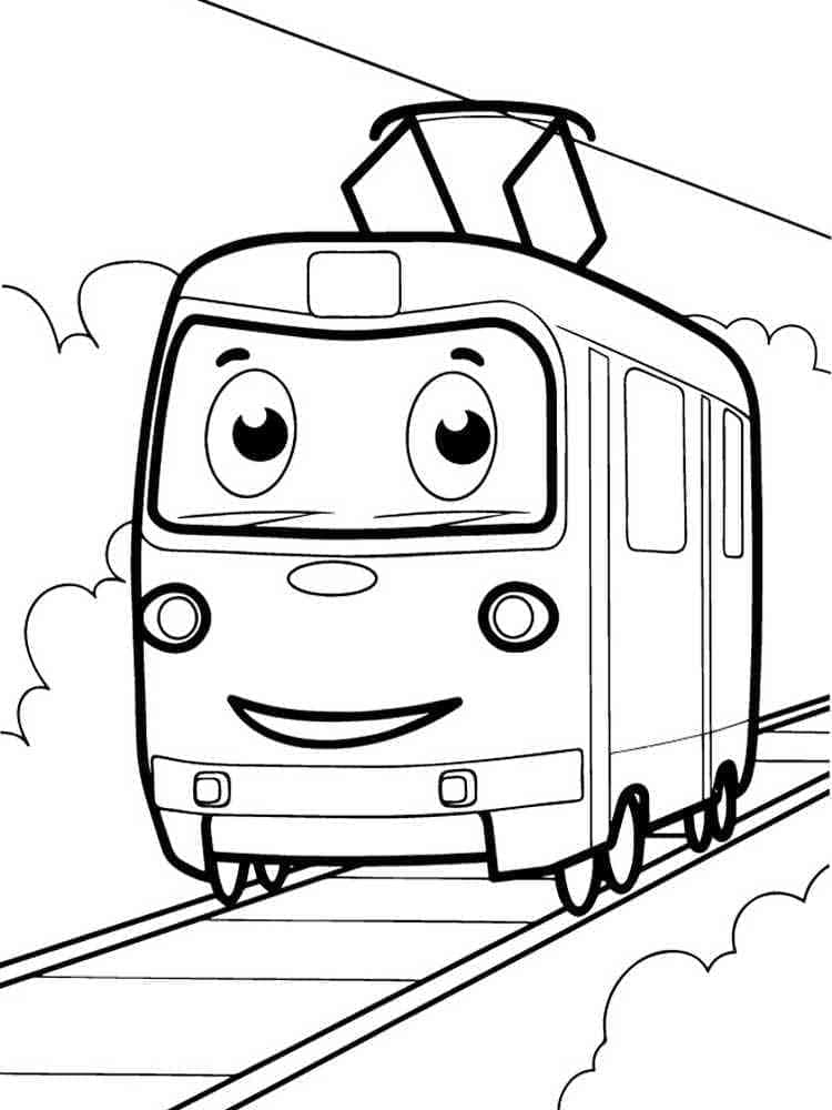 Cute Tram coloring page