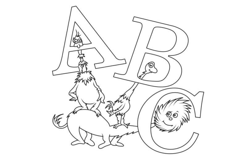 Dr. Seuss and His Friends With Letters coloring page - Download, Print ...