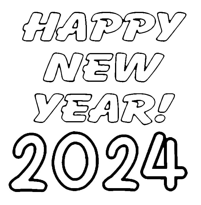 New Years Coloring Pages 2024 Free Printable Maia Sophia   Drawing Of Happy New Year 2024 Coloring 