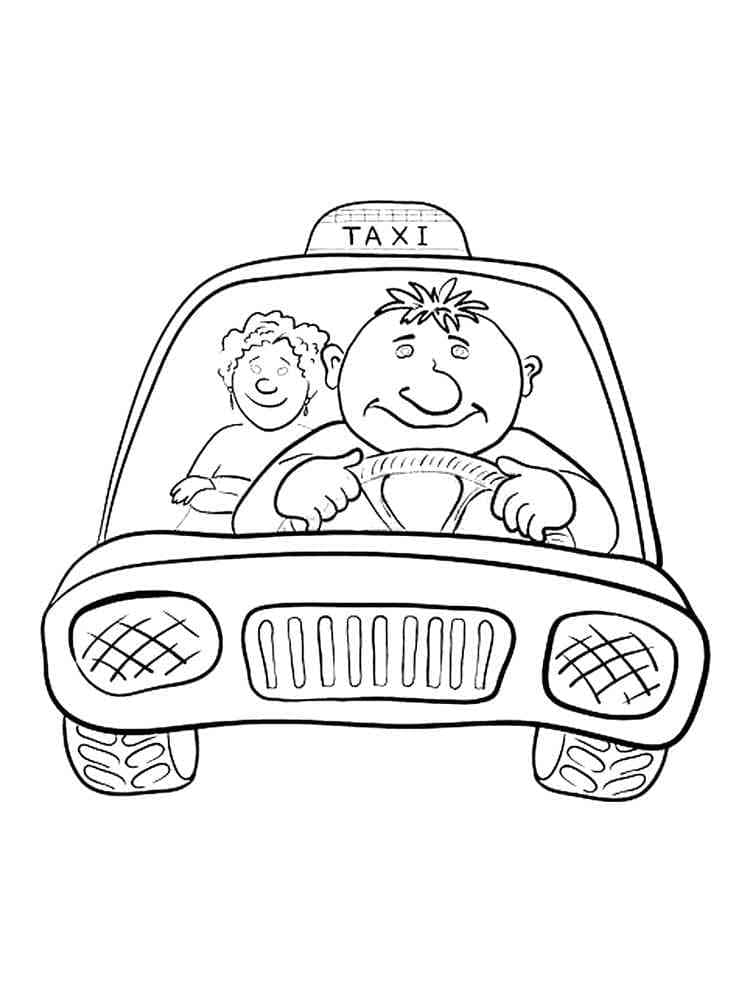 Driving Taxi coloring page