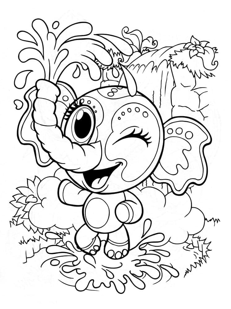 Elephant in Zoobles coloring page