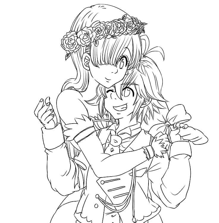 Elizabeth and Meliodas coloring page