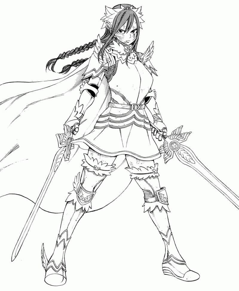 Erza from Fairy Tail coloring page