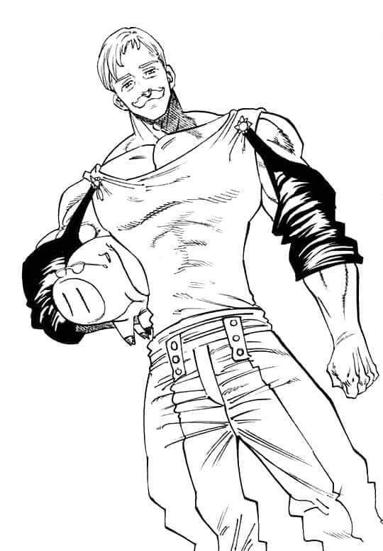 Escanor and Hawk coloring page