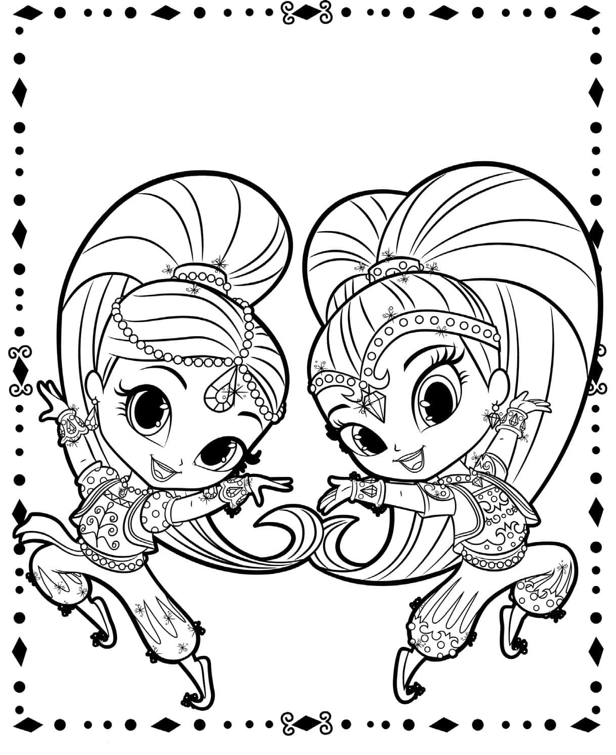 Fantastic Shimmer and Shine coloring page