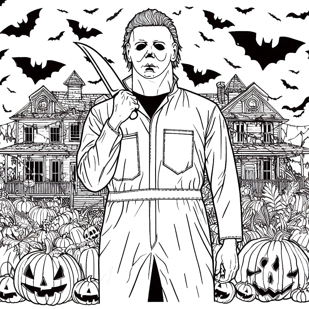 Halloween Kills Coloring Book Michael Myer Movie Dots Lines & Spirals  Halloween