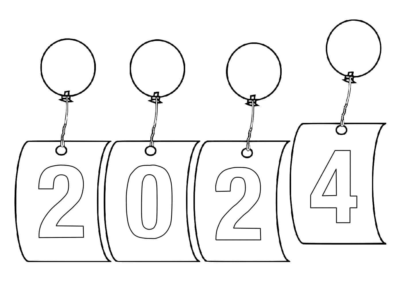 Free Printable Happy New Year 2024 coloring page Download, Print or